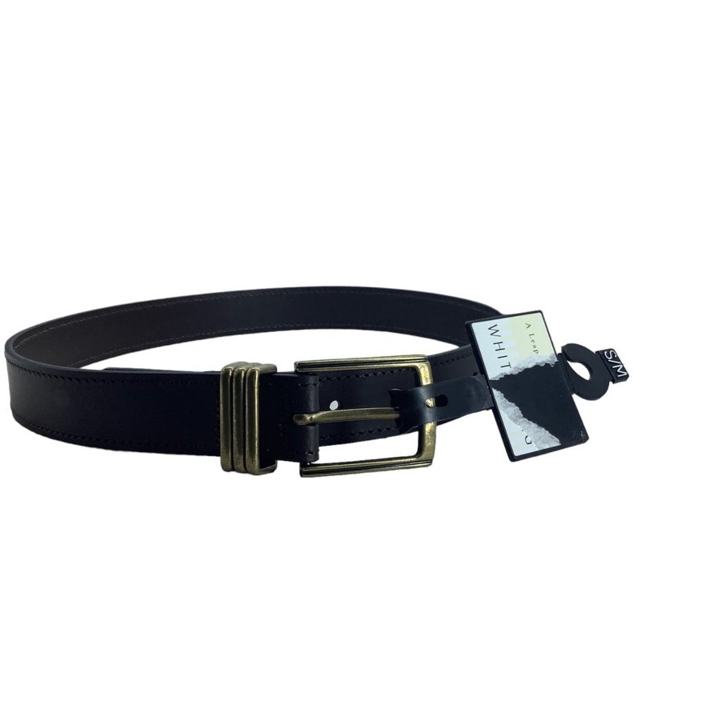 White Stag Leather Blend Silver Tone Buckle Belt Women Small Medium 28" -32" NWT